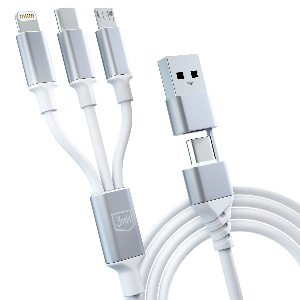 KABEL 3W1 3MK HYPER CABLE 3IN1 A/C TO C/MICRO/LIGHTNING 1.5M WHITE BIAŁY
