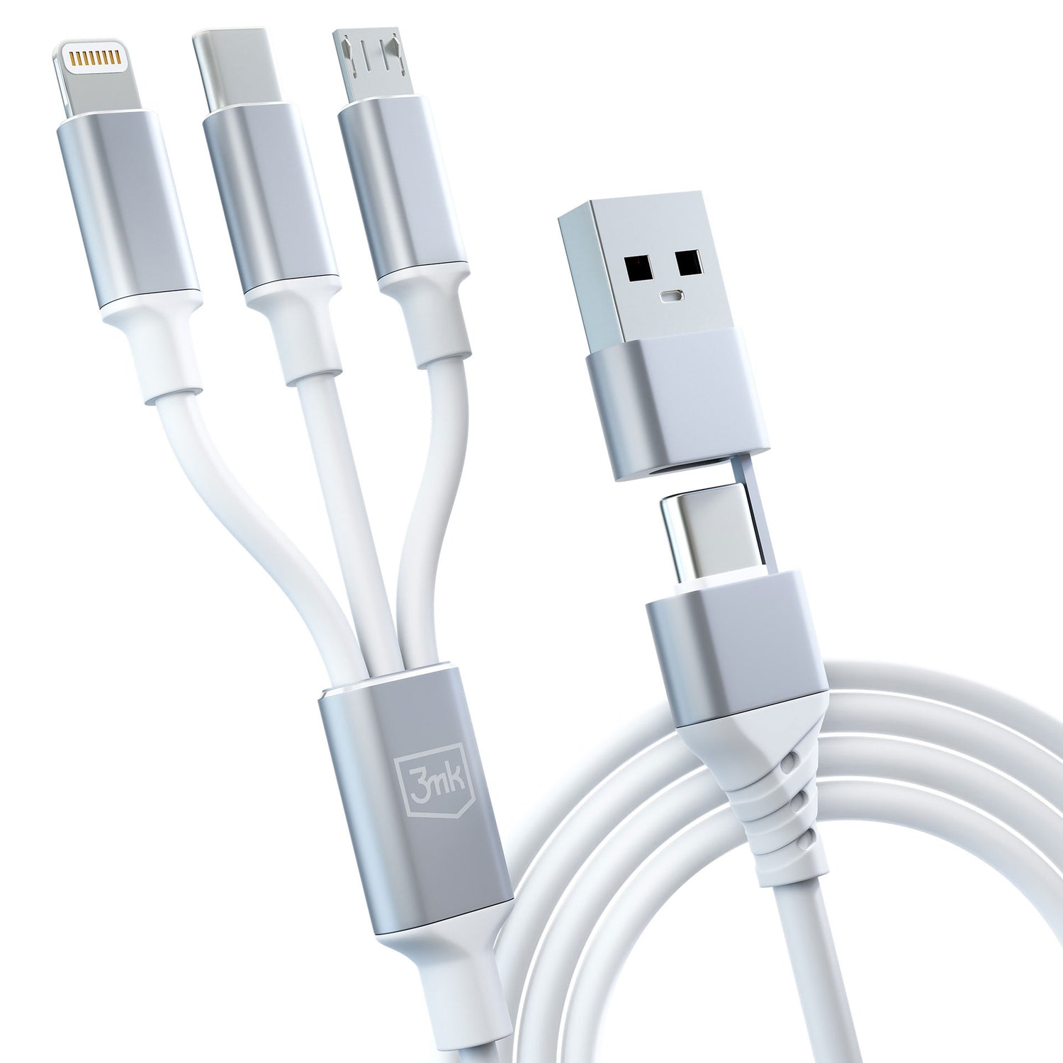 KABEL 3W1 3MK HYPER CABLE 3IN1 A/C TO C/MICRO/LIGHTNING 1.5M WHITE BIAŁY