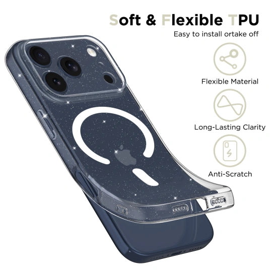 ETUI TECH-PROTECT FLEXAIR MAGSAFE IPHONE 17 PRO GLITTER BROKATOWE