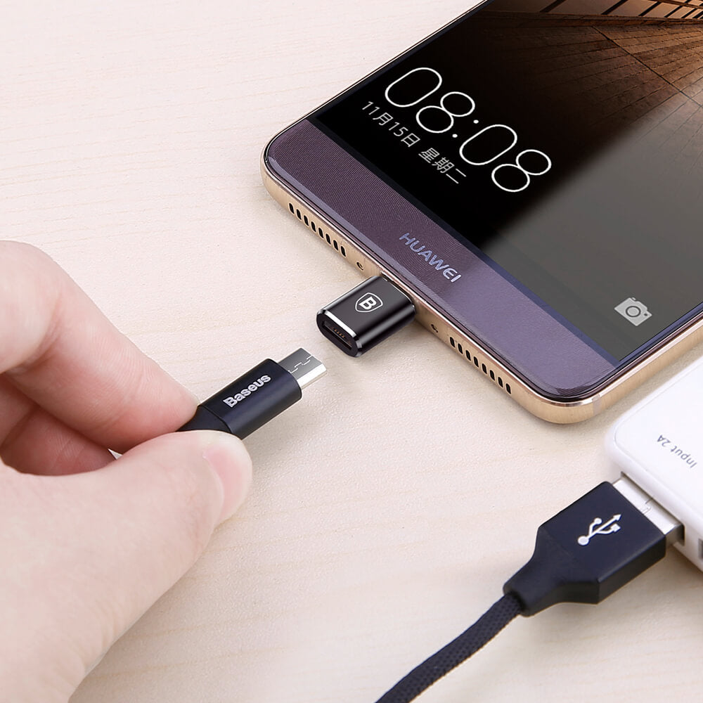 BASEUS ADAPTER OTG MICRO USB - USB-C CZARNY