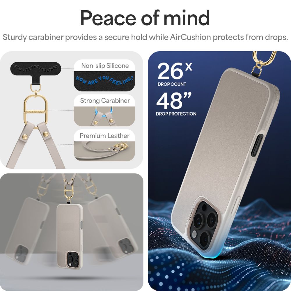 ETUI ZE SMYCZKA SPIGEN CYRILL KAJUK CLASSIC CHARM MAG MAGSAFE IPHONE 16 PRO MAX CREAM BEŻOWE