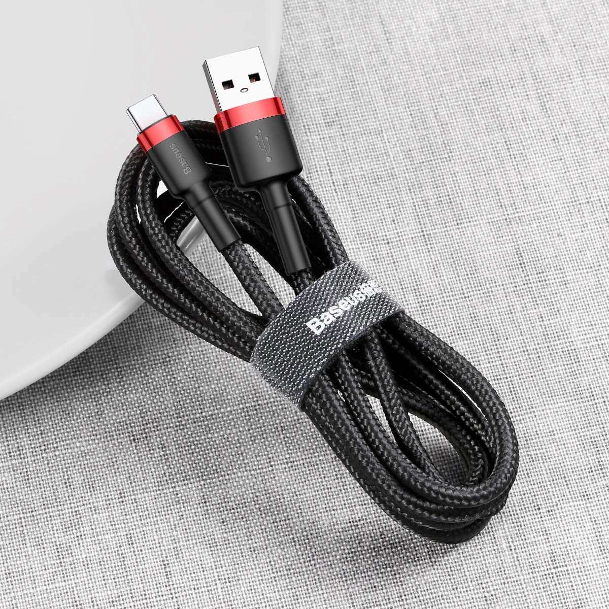 BASEUS KABEL CAFULE USB - USB-C 0,5 M 3A CZERWONO-CZARNY