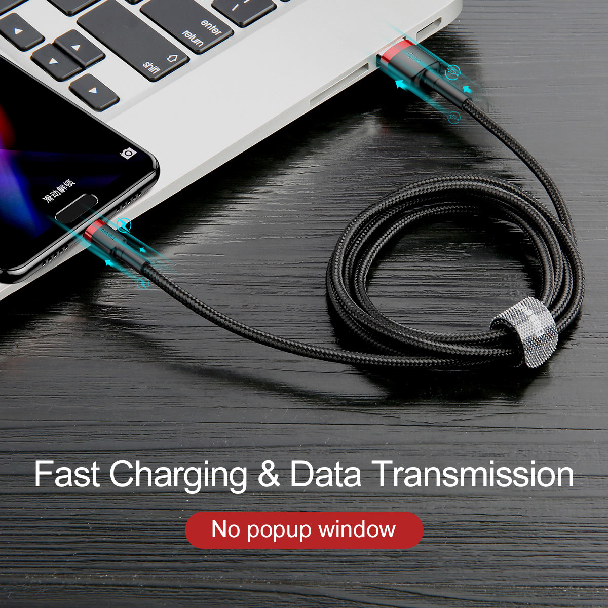 BASEUS KABEL CAFULE USB - USB-C 0,5 M 3A CZERWONO-CZARNY