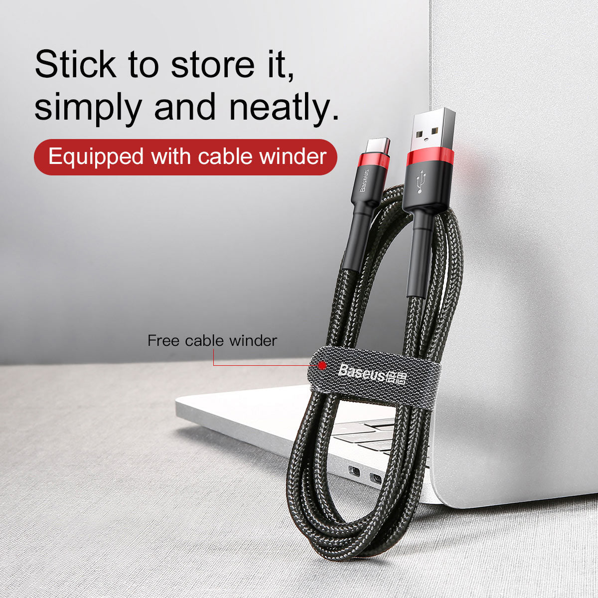 BASEUS KABEL CAFULE USB - USB-C 0,5 M 3A CZERWONO-CZARNY
