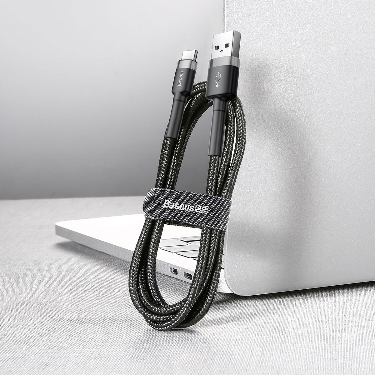 BASEUS KABEL CAFULE USB - USB-C 0,5 M 3A SZARO-CZARNY