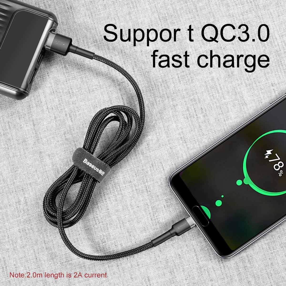 BASEUS KABEL CAFULE USB - USB-C 0,5 M 3A SZARO-CZARNY