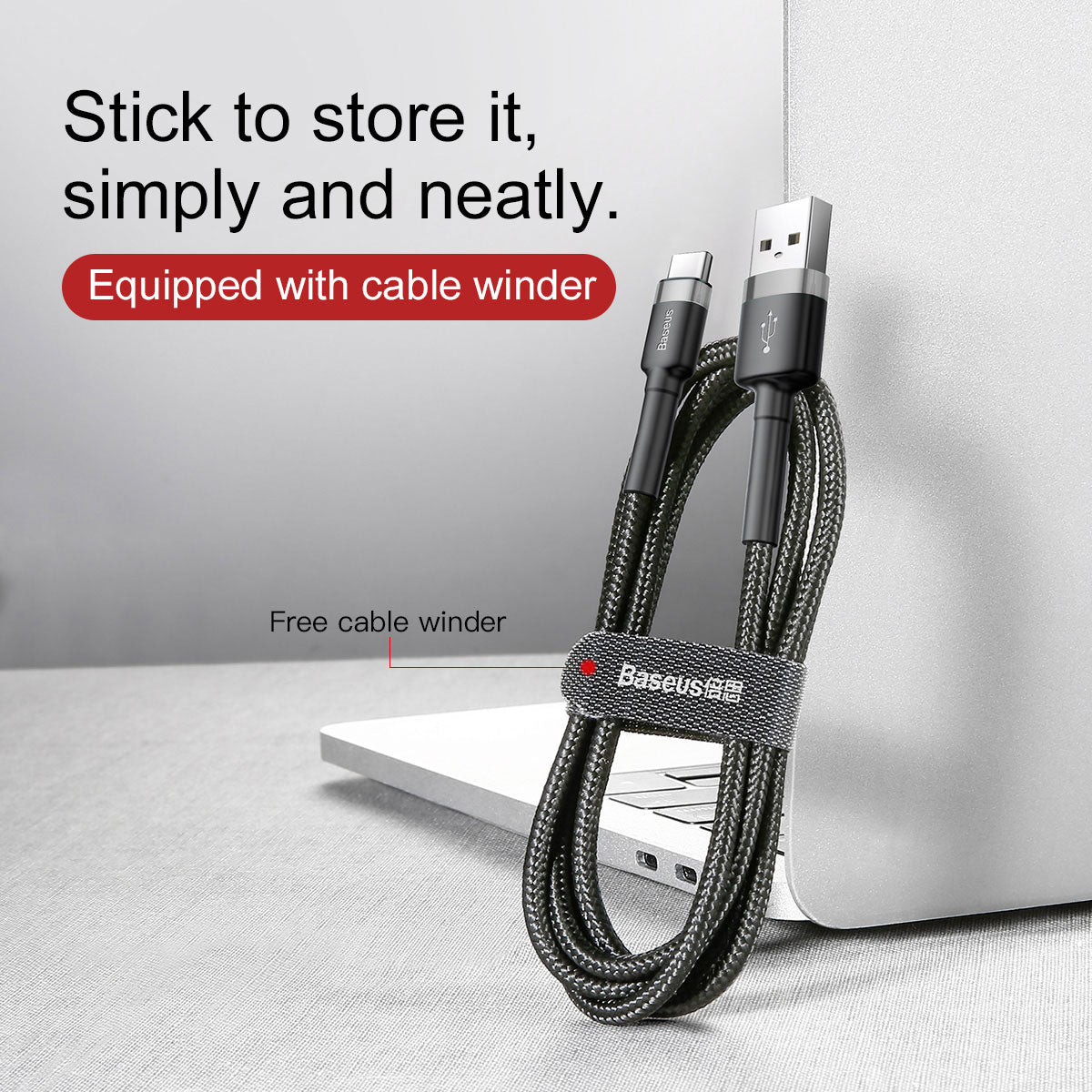 BASEUS KABEL CAFULE USB - USB-C 0,5 M 3A SZARO-CZARNY
