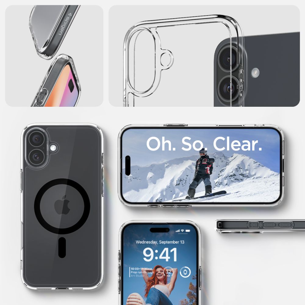 ETUI SPIGEN ULTRA HYBRID MAG MAGSAFE IPHONE 16 TRANSPARETNO CZARNE