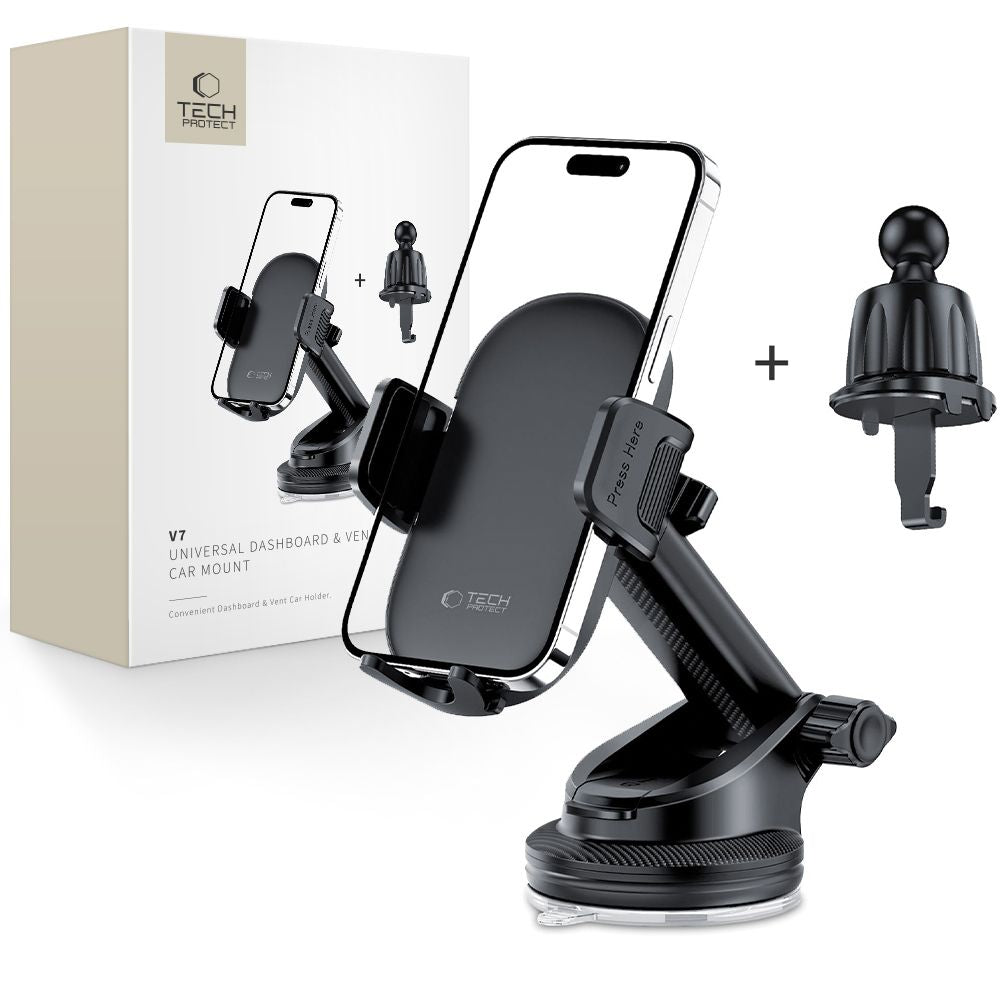 UCHWYT SAMOCHODOWY DO KRATKI, KOKPIT I SZYBĘ TECH-PROTECT V7 UNIVERSAL DASHBOARD & VENT CAR MOUNT CZARNY