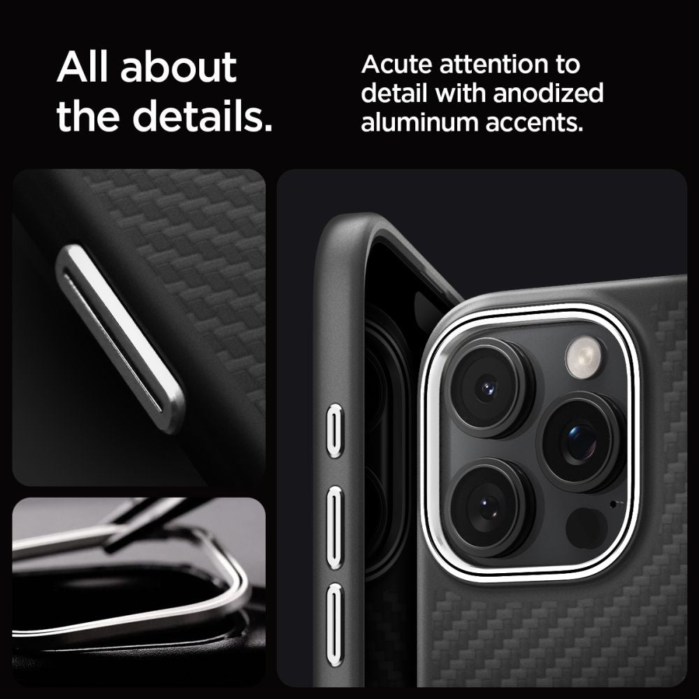 ETUI SPIGEN ENZO ARAMID MAG MAGSAFE IPHONE 16 PRO BLACK/SILVER CZARNO SREBRNE
