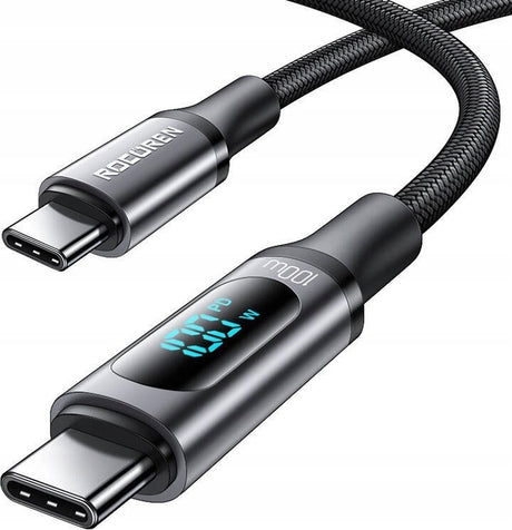 KABEL USB ROCOREN USB-C - USB-C 1 M SZARY
