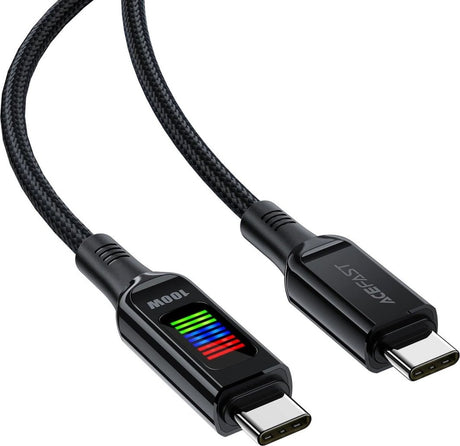 KABEL ACEFAST C7-03 USB-C USB-C 100W 1.2M Z WYŚWIETLACZEM - CZARNY