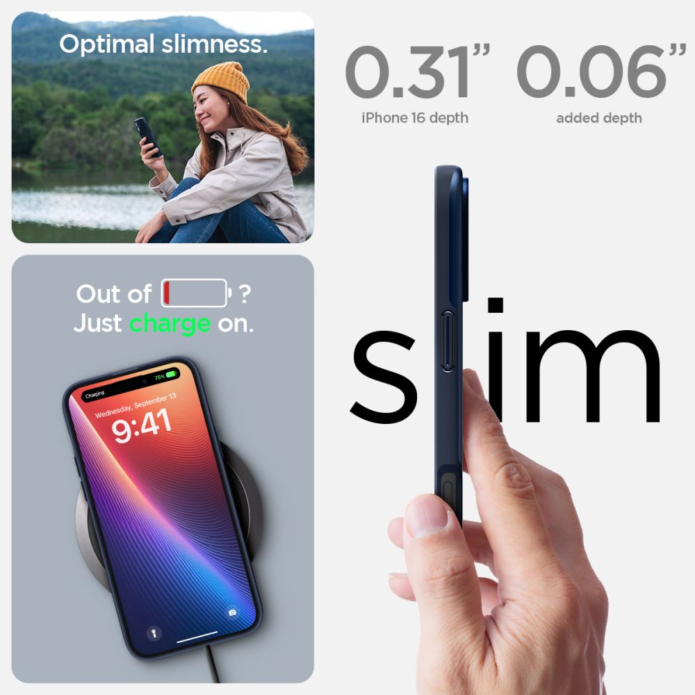 ETUI SPIGEN THIN FIT MAG MAGSAFE IPHONE 16 NAVY BLUE NIEBIESKIE