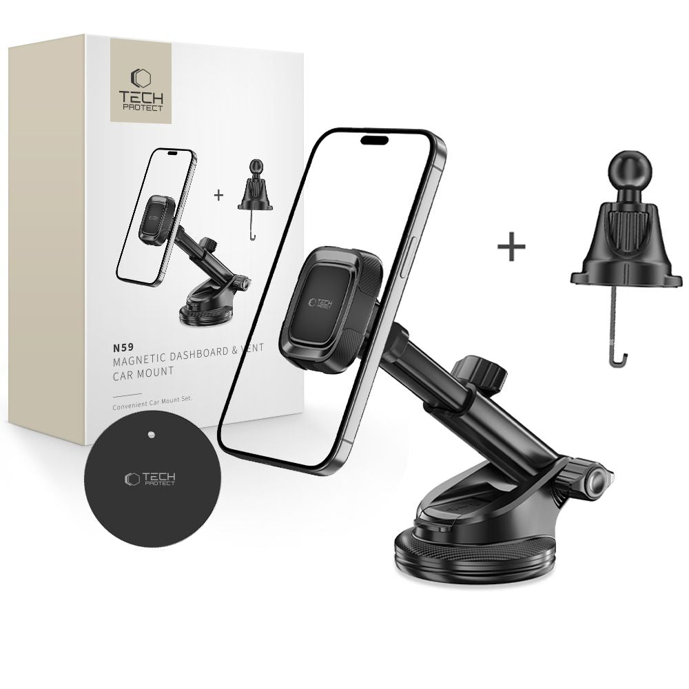 UCHWYT SAMOCHODOWY TECH-PROTECT N59 MAGNETIC DASHBOARD & VENT CAR MOUNT CZARNY