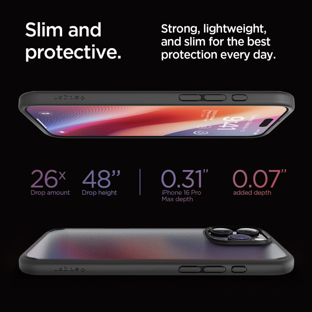ETUI SPIGEN ULTRA HYBRID IPHONE 16 PRO MAX FROST BLACK DYMIONE CZARNE