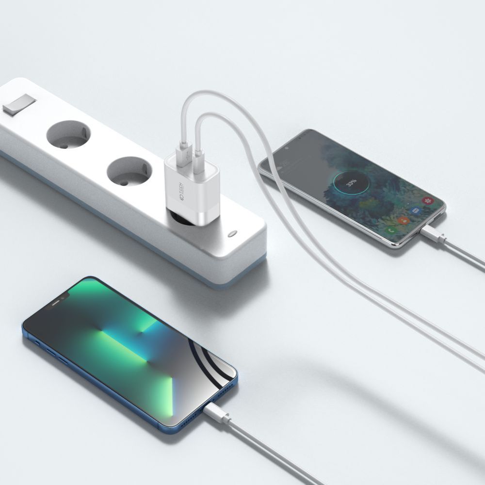ŁADOWARKA SIECIOWA TECH-PROTECT C30W 2-PORT NETWORK CHARGER PD30W/QC3.0 BIAŁA