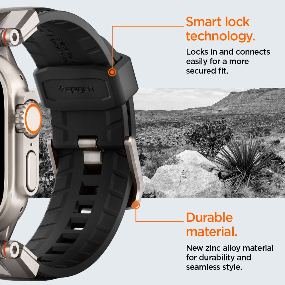 PASEK SPIGEN DURAPRO ARMOR PU APPLE WATCH 6 / 7 / 8 / 9 / 10 / SE / ULTRA 1 / 2 (44 / 45 / 46 / 49 MM) BLACK CZARNY