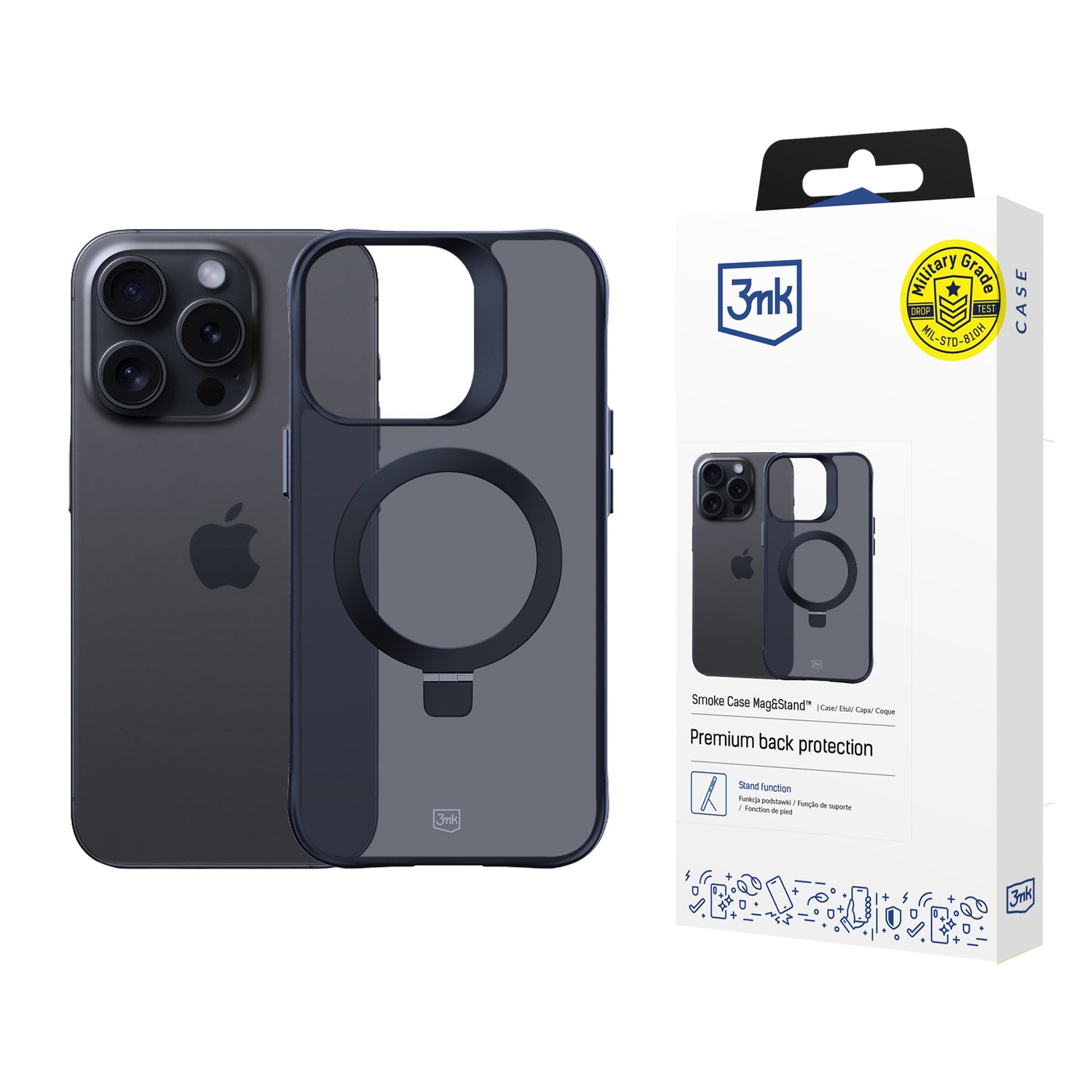 ETUI APPLE IPHONE 16 PRO - 3MK SMOKE CASE MAG&STAND