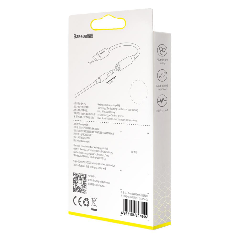BASEUS ADAPTER L54 USB-C DO JACK 3,5 MM CZARNY