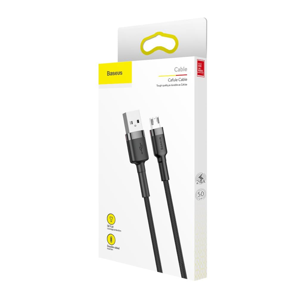 BASEUS KABEL CAFULE USB - MICRO USB 0,5 M 2,4A SZARO-CZARNY
