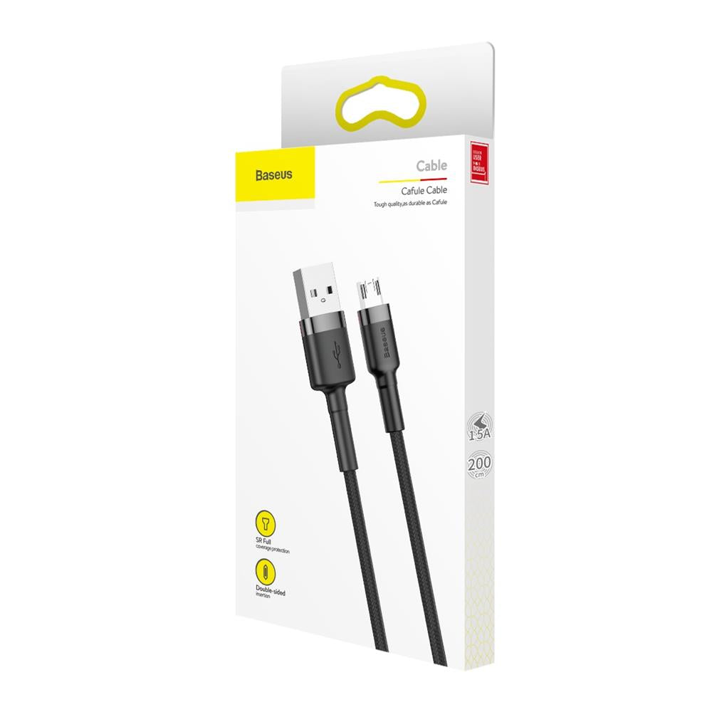 BASEUS KABEL CAFULE USB - MICRO USB 2,0 M 1,5A SZARO-CZARNY