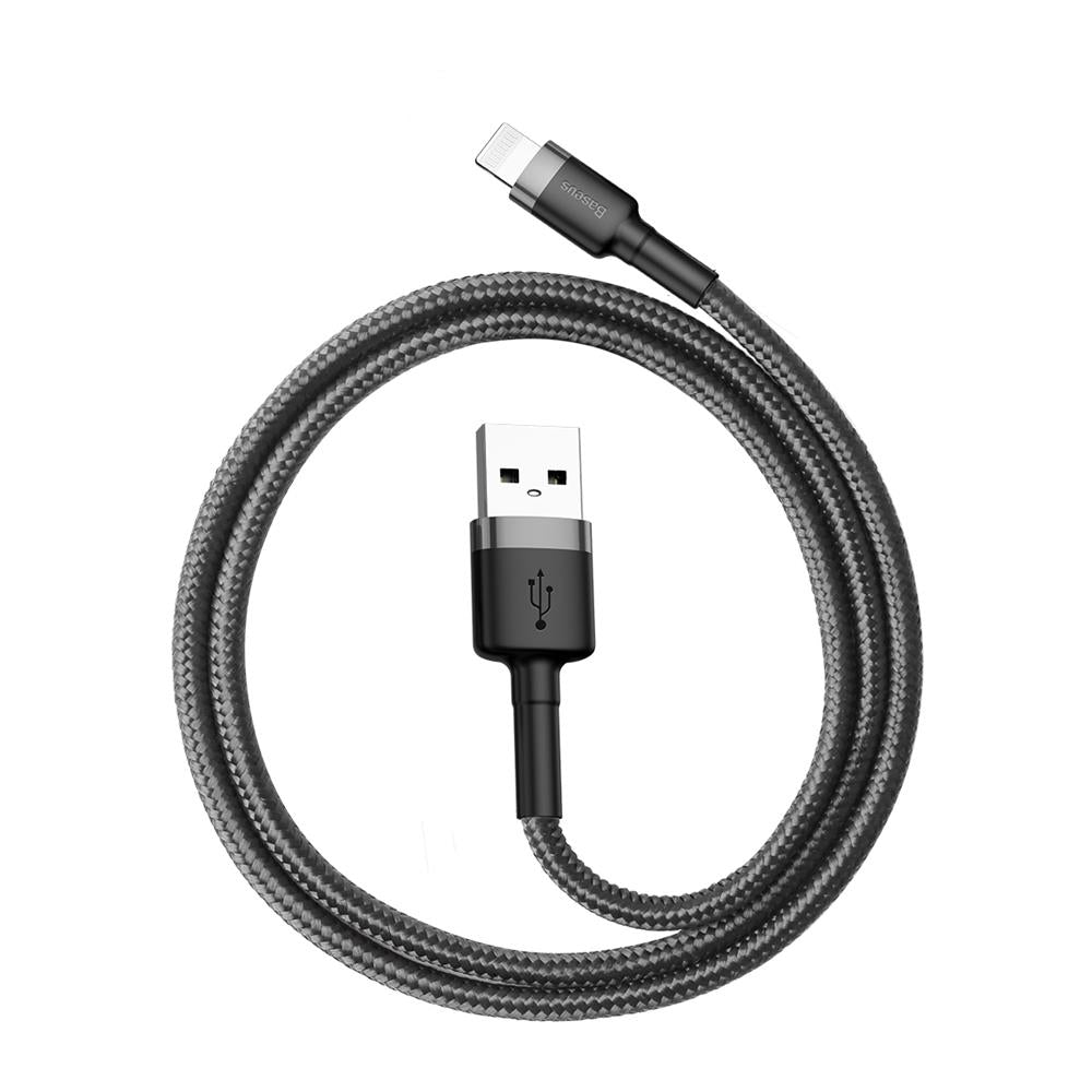BASEUS KABEL CAFULE USB - LIGHTNING 0,5 M 2,4A SZARO-CZARNY