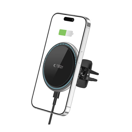UCHWYT SAMOCHODOWY Z ŁADOWANIEM INDUKCYJNYM TECH-PROTECT A2 MAGNETIC MAGSAFE WIRELESS CHARGER 15W CZARNY