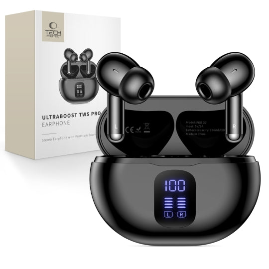 SŁUCHAWKI TECH-PROTECT ULTRABOOST TWS EARPHONE PRO G2 BLACK CZARNE