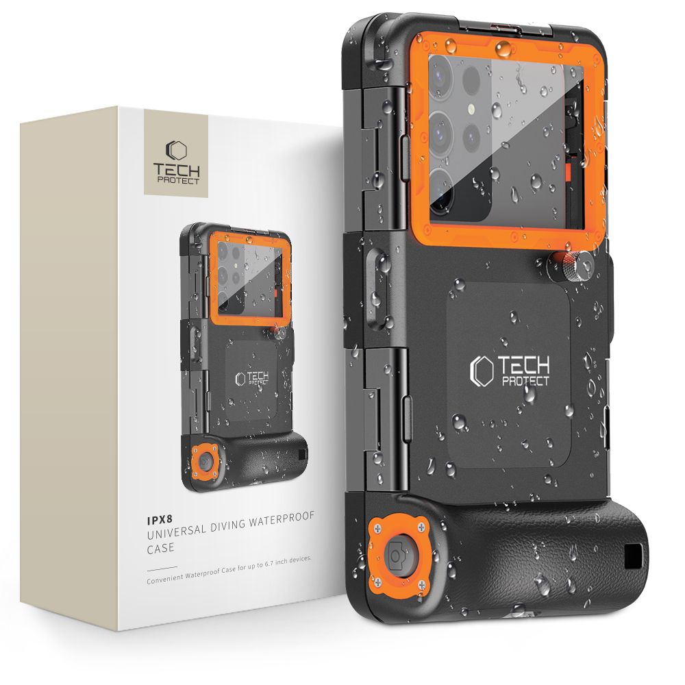 ETUI WODOODPORNE TECH-PROTECT IPX8 UNIVERSAL DIVING WATERPROOF CASE CZARNO POMARAŃCZOWE