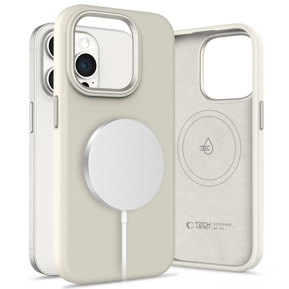 ETUI TECH-PROTECT SILICONE PURE MAGSAFE IPHONE 15 PRO BEŻOWE
