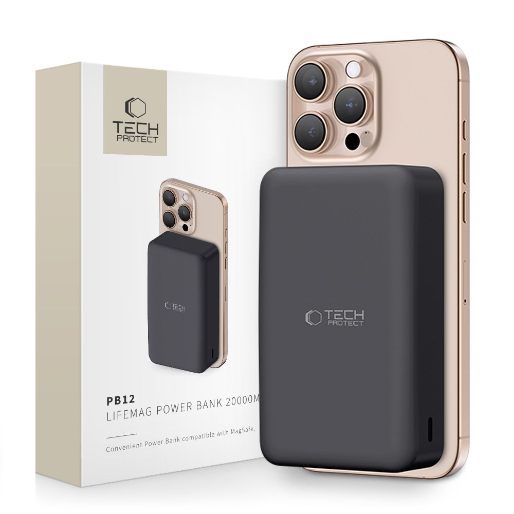 POWERBANK TECH-PROTECT PB12 LIFEMAG MAGSAFE POWER BANK 20000MAH CZARNY