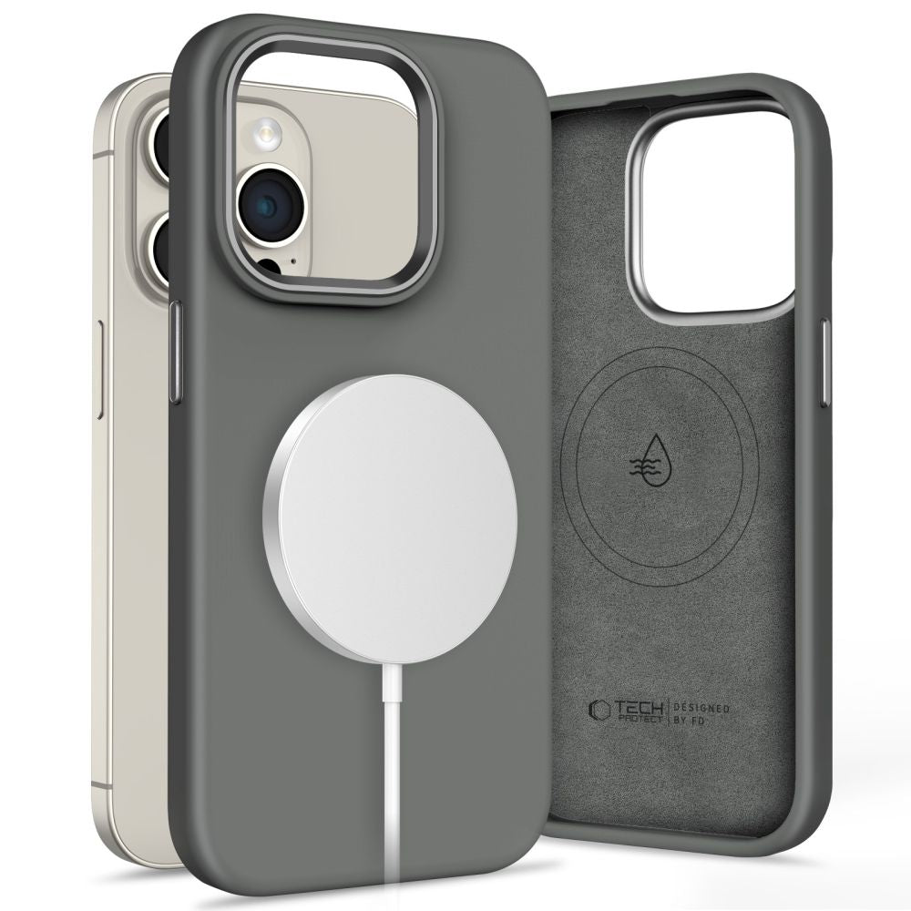 ETUI TECH-PROTECT SILICONE PURE MAGSAFE IPHONE 15 PRO SZARE