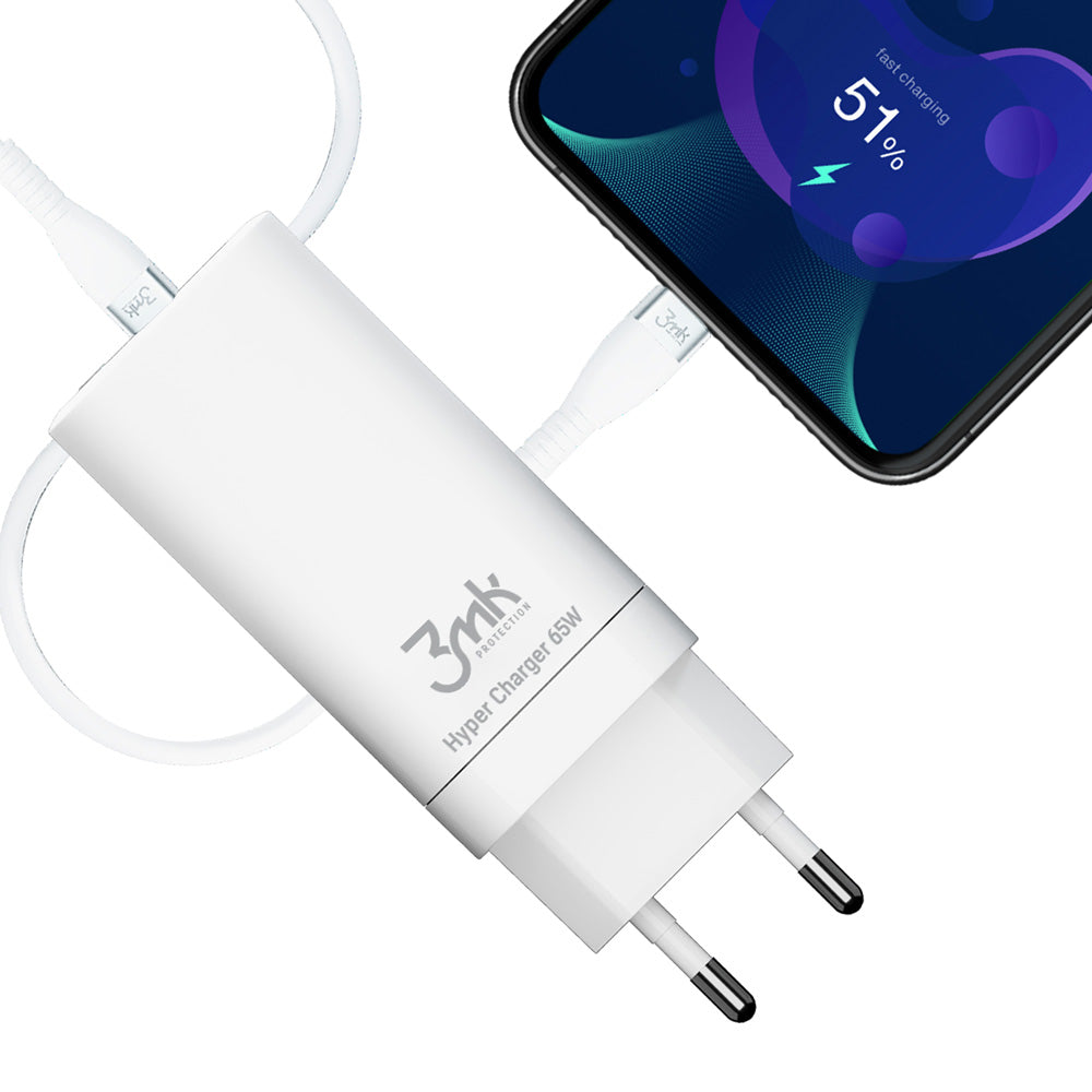 ŁADOWARKA SIECIOWA 3MK HYPER CHARGER 65W BIAŁA
