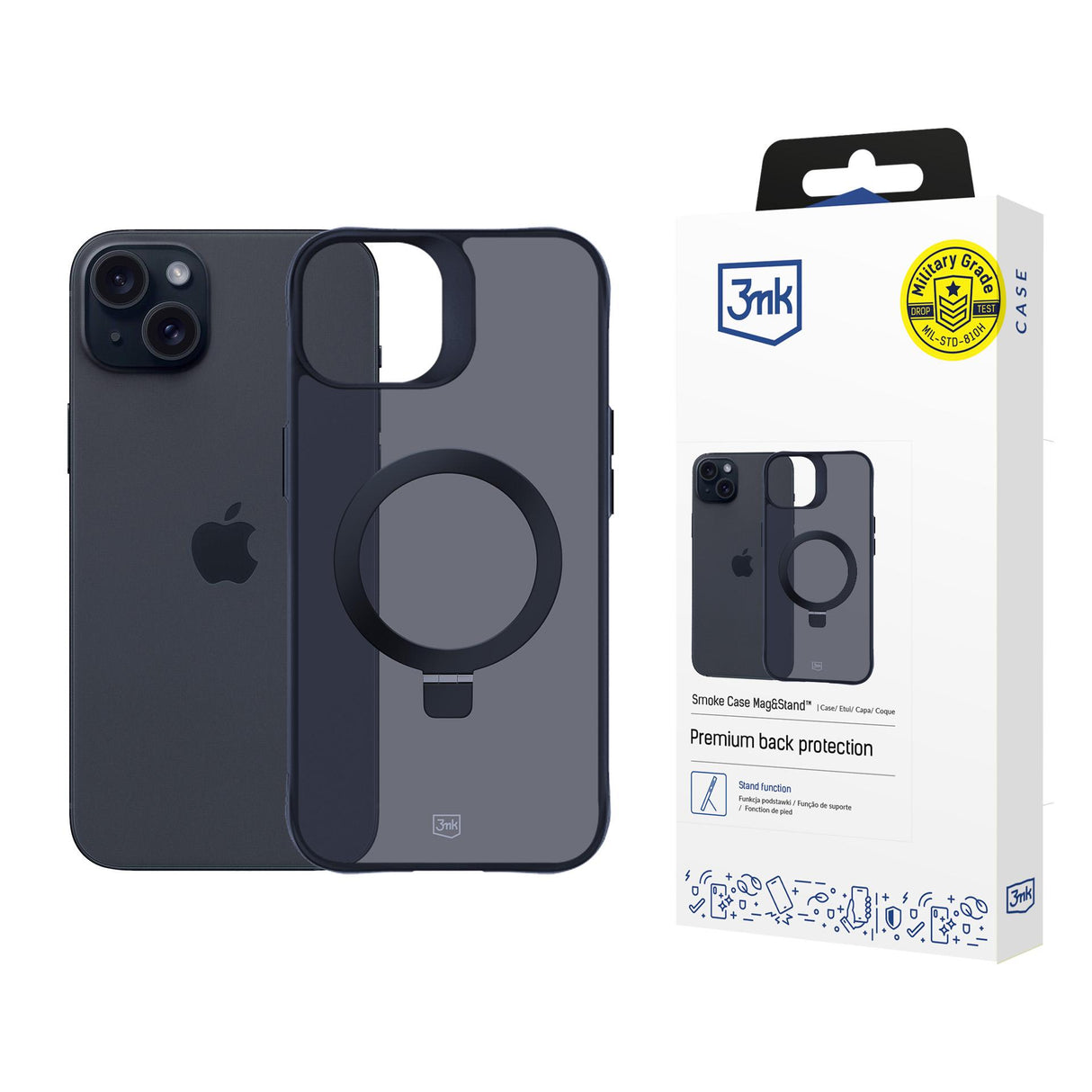 ETUI APPLE IPHONE 15 PLUS - 3MK SMOKE CASE MAG&STAND