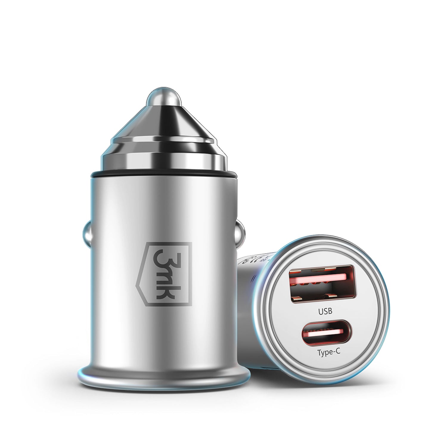 ŁADOWARKA SAMOCHODOWA 3MK HYPER CAR CHARGER 30W PD QC PPS USB 1A1C SILVER