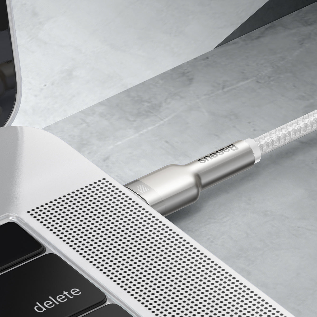 BASEUS KABEL CAFULE METAL PD USB-C - USB-C 2,0 M BIAŁY 100W