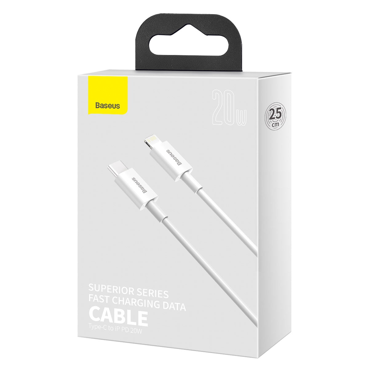 BASEUS KABEL SUPERIOR PD USB-C - LIGHTNING 0,25 M BIAŁY 20W