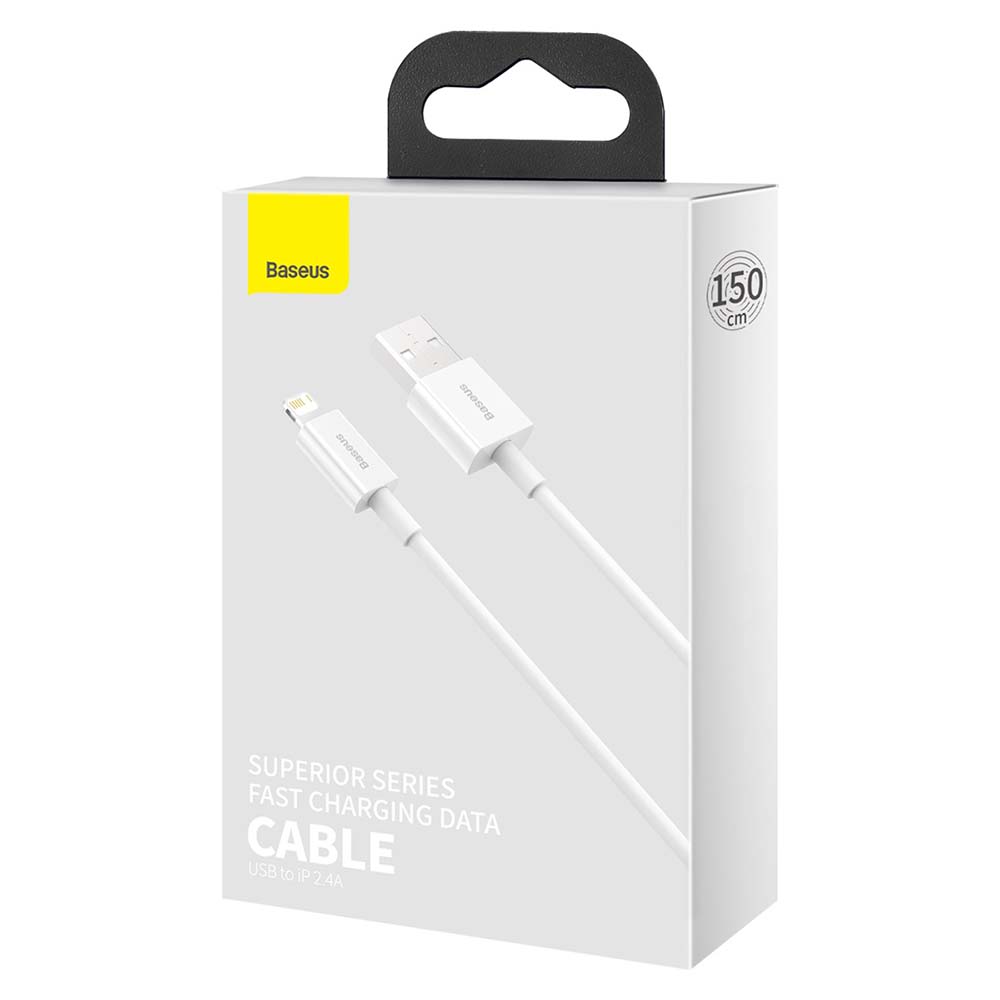 BASEUS KABEL SUPERIOR USB - LIGHTNING 1,5 M 2,4A BIAŁY