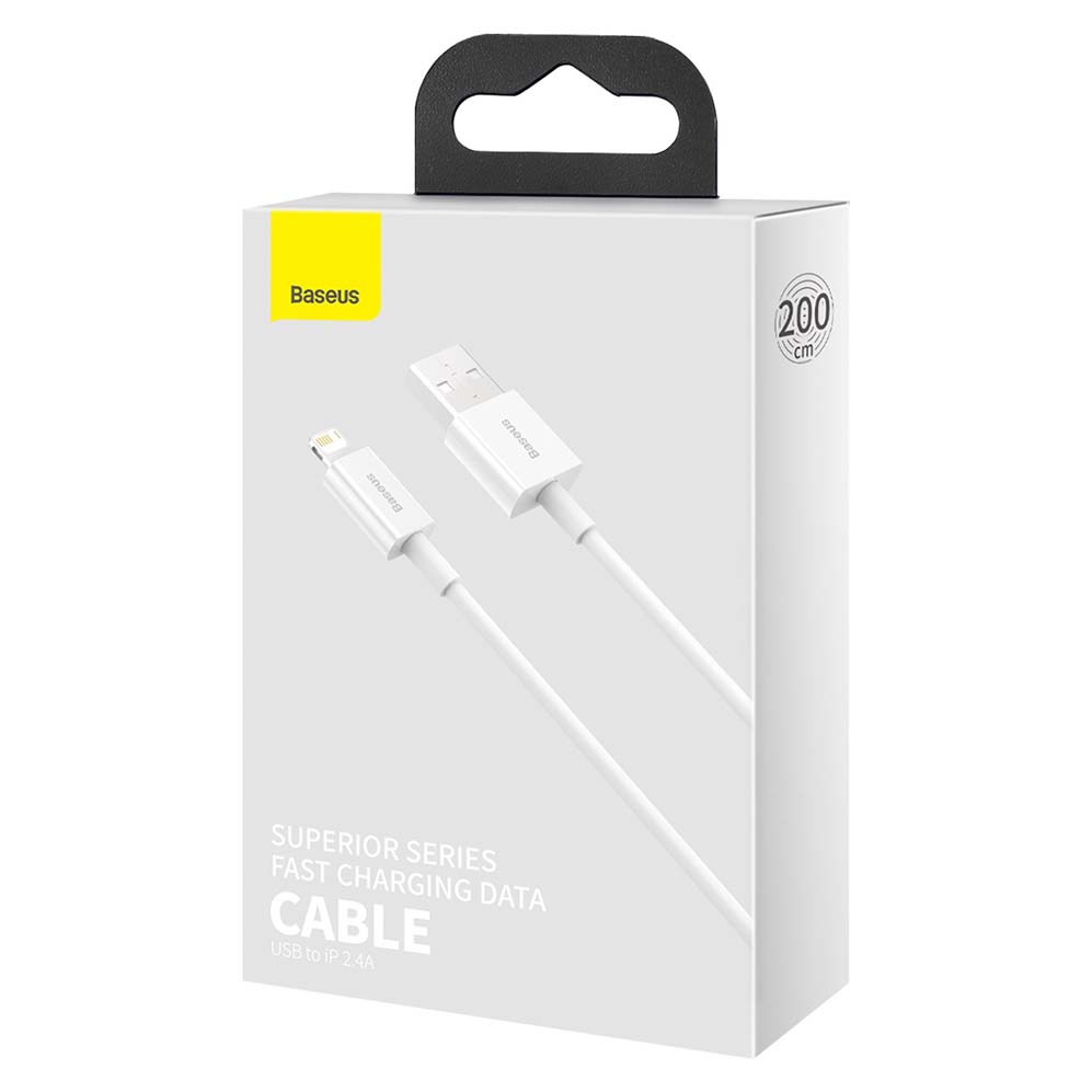 BASEUS KABEL SUPERIOR USB - LIGHTNING 2,0 M 2,4A BIAŁY