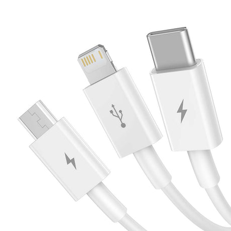 BASEUS KABEL 3W1 SUPERIOR USB - LIGHTNING + USB-C + MICRO USB 1,5 M 3,5A BIAŁY