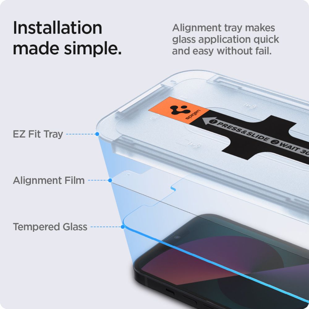 SZKŁO HARTOWANE SPIGEN GLAS.TR ”EZ FIT” 2-PACK IPHONE 13 / 13 PRO / 14 / 16E CLEAR