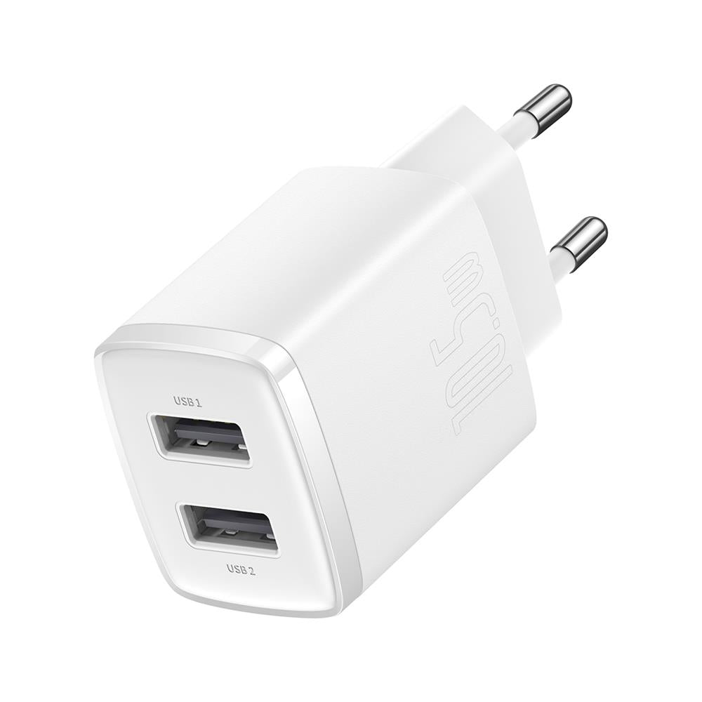 BASEUS ŁADOWARKA SIECIOWA COMPACT 2 X USB BIAŁA 10,5W