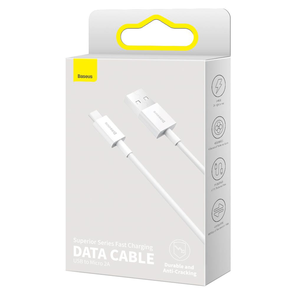 BASEUS KABEL SUPERIOR USB - MICRO USB 1,0 M 2,0A BIAŁY