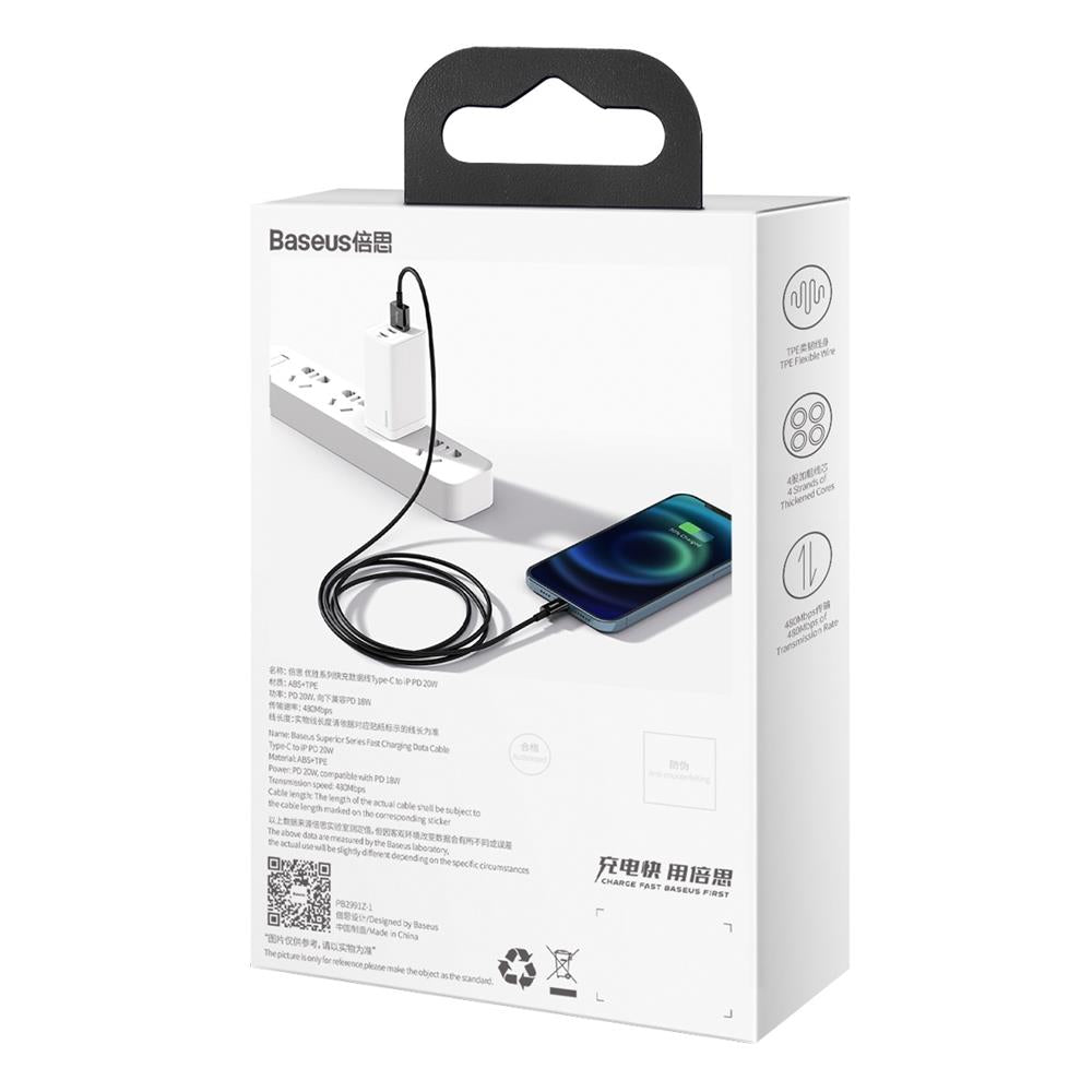BASEUS KABEL SUPERIOR USB - LIGHTNING 1,0 M 2,4A CZARNY