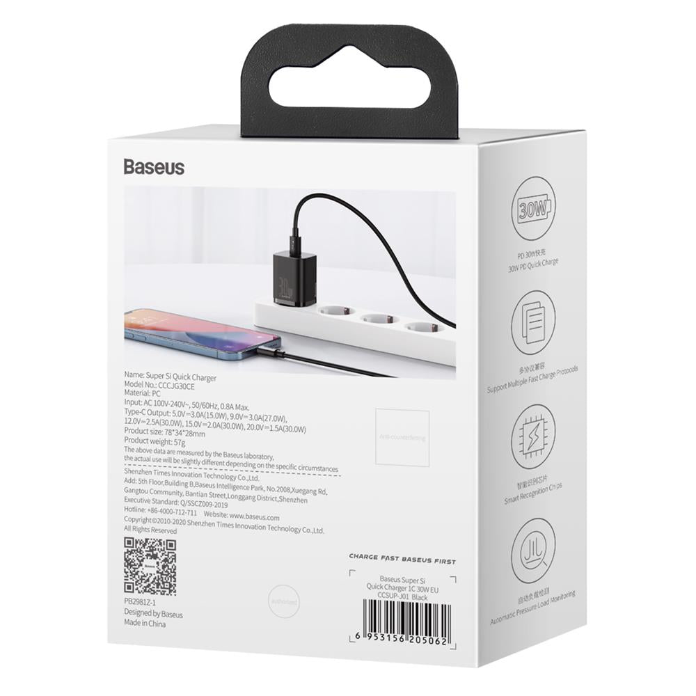 BASEUS ŁADOWARKA SIECIOWA SUPER SI PD 30W 1X USB-C CZARNA