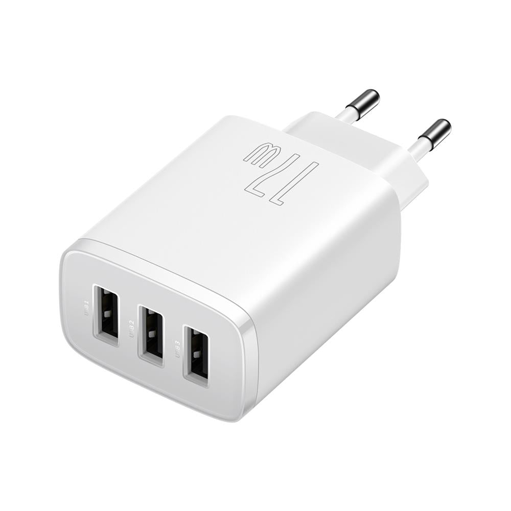 BASEUS ŁADOWARKA SIECIOWA COMPACT 3 X USB BIAŁA 17W