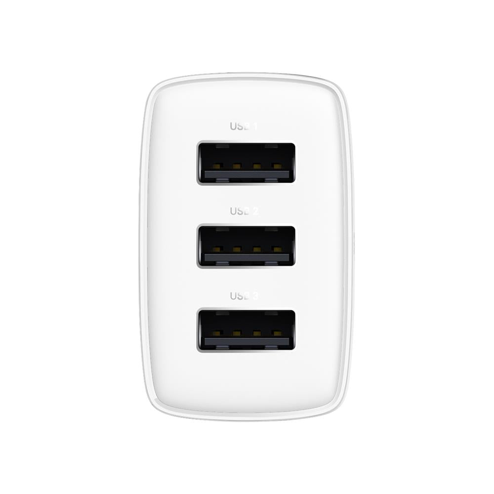 BASEUS ŁADOWARKA SIECIOWA COMPACT 3 X USB BIAŁA 17W