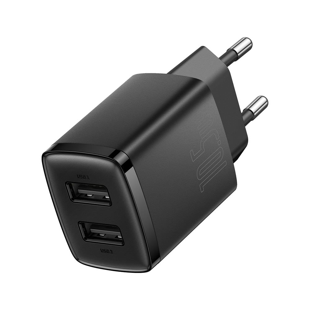 BASEUS ŁADOWARKA SIECIOWA COMPACT 2 X USB CZARNA 10,5W