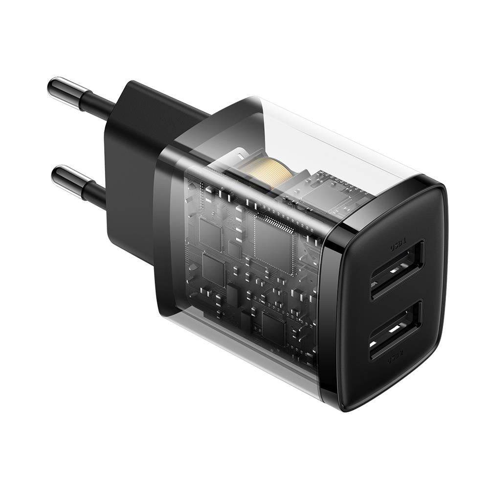 BASEUS ŁADOWARKA SIECIOWA COMPACT 2 X USB CZARNA 10,5W
