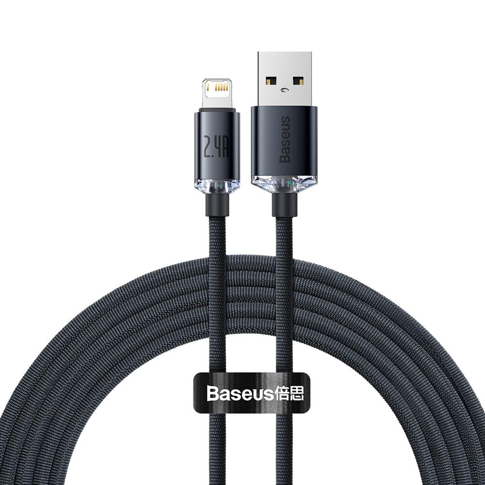 BASEUS KABEL CRYSTAL SHINE USB - LIGHTNING 2,0 M 2,4A CZARNY